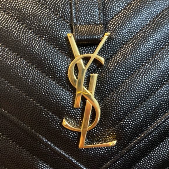 Yves Saint Laurent Black Chevron Shoulder Bag - Picture 8 of 12